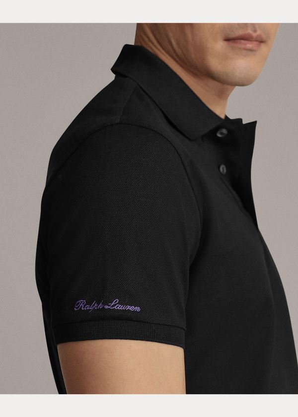 Ralph Lauren Custom Slim Fit Piqué Polo Černé | wgGyhA7m