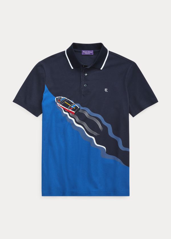 Ralph Lauren Custom Slim Fit Piqué Polo Tmavě Blankyt | wmTojs7p