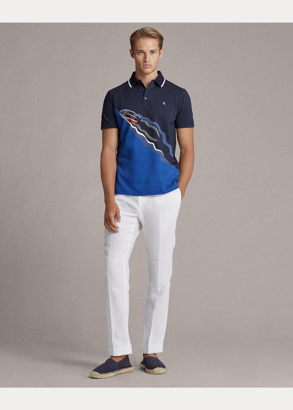 Ralph Lauren Custom Slim Fit Piqué Polo Tmavě Blankyt | wmTojs7p