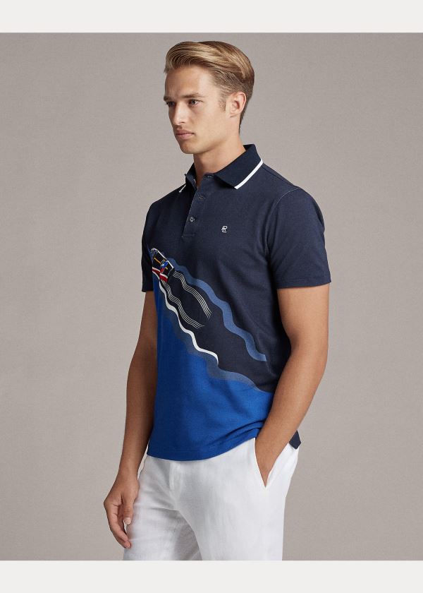 Ralph Lauren Custom Slim Fit Piqué Polo Tmavě Blankyt | wmTojs7p