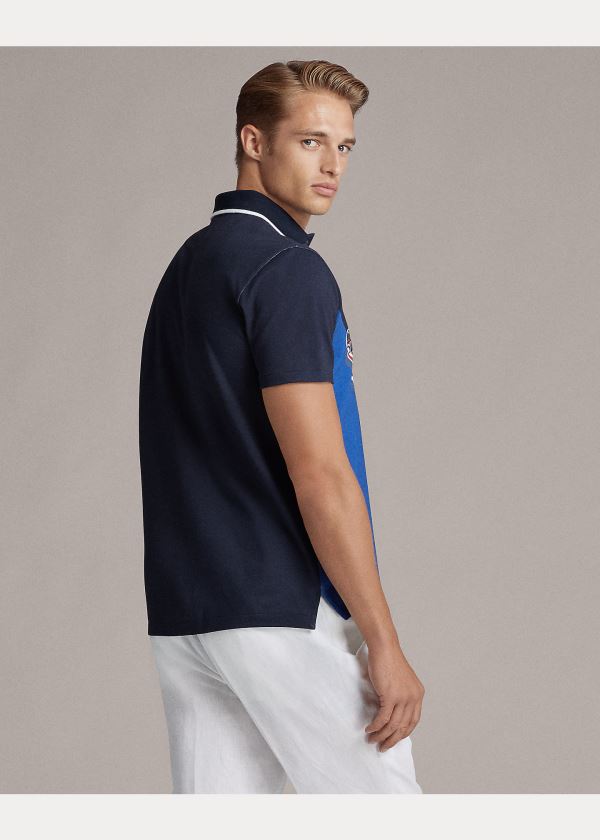 Ralph Lauren Custom Slim Fit Piqué Polo Tmavě Blankyt | wmTojs7p