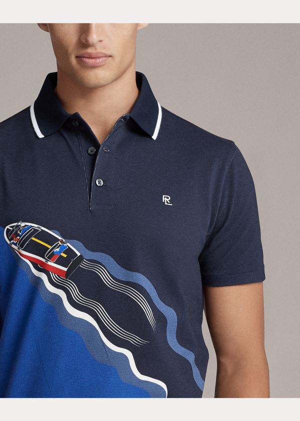 Ralph Lauren Custom Slim Fit Piqué Polo Tmavě Blankyt | wmTojs7p