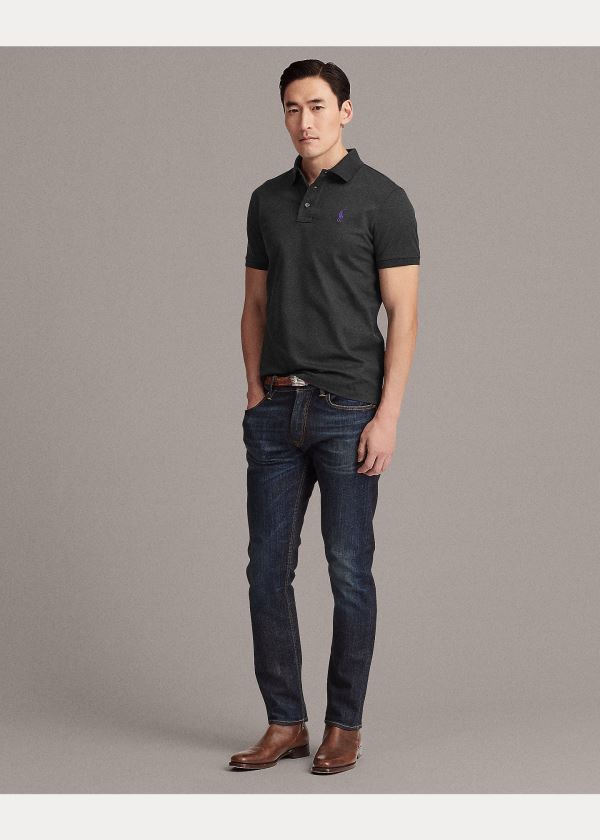Ralph Lauren Custom Slim Fit Piqué Polo Tmavě Šedé | wzo83pju