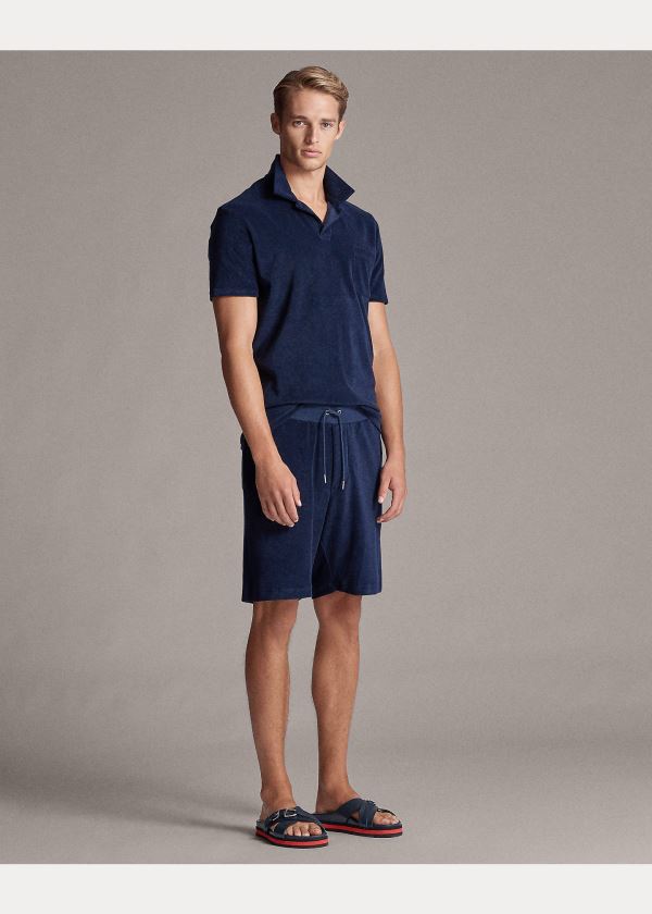 Ralph Lauren Custom Slim Fit Terry Polo Tmavě Blankyt | 2rrebe6I