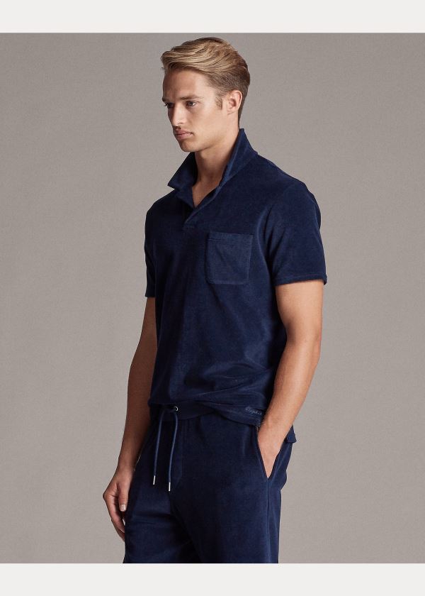 Ralph Lauren Custom Slim Fit Terry Polo Tmavě Blankyt | 2rrebe6I