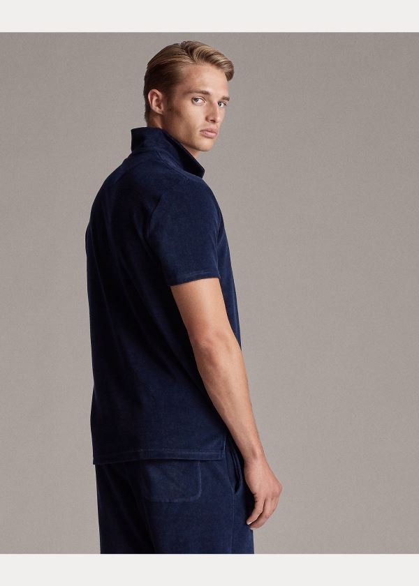 Ralph Lauren Custom Slim Fit Terry Polo Tmavě Blankyt | 2rrebe6I