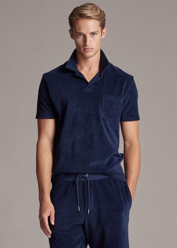 Ralph Lauren Custom Slim Fit Terry Polo Tmavě Blankyt | 2rrebe6I