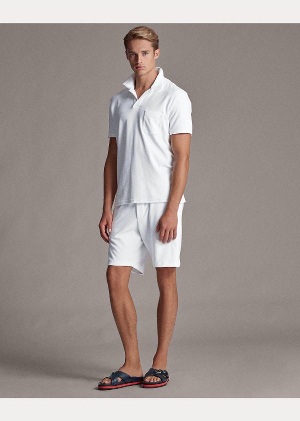 Ralph Lauren Custom Slim Fit Terry Polo Bílé | 6ZcBvlFL