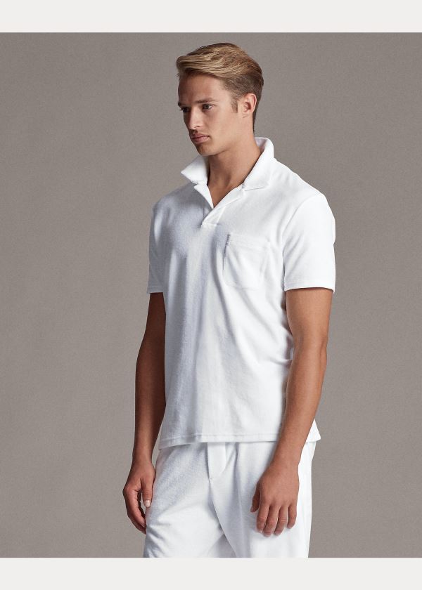 Ralph Lauren Custom Slim Fit Terry Polo Bílé | 6ZcBvlFL