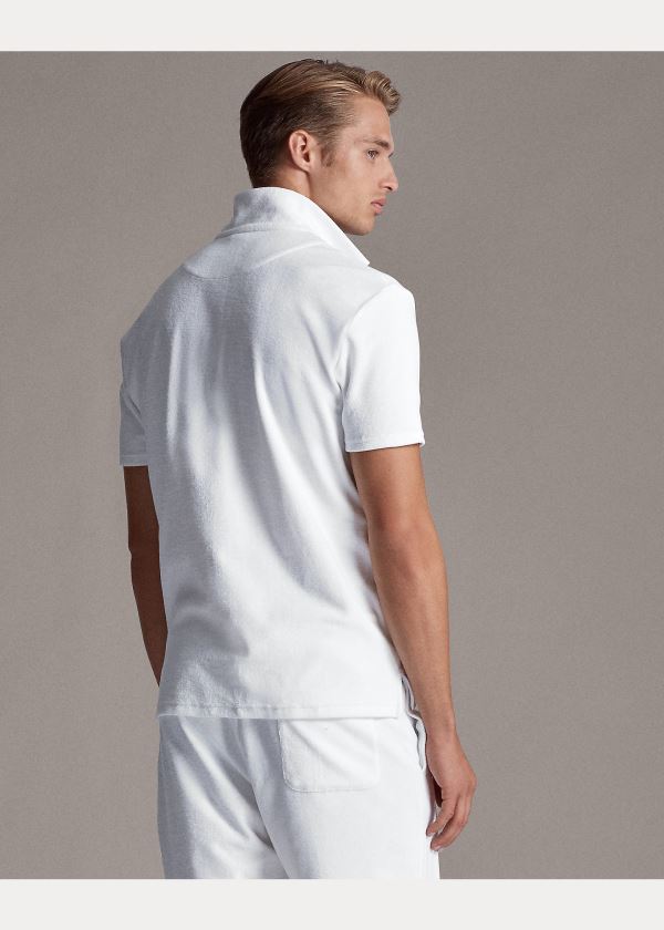 Ralph Lauren Custom Slim Fit Terry Polo Bílé | 6ZcBvlFL