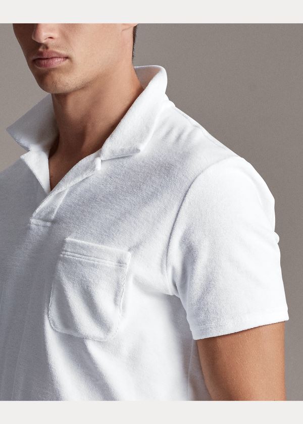 Ralph Lauren Custom Slim Fit Terry Polo Bílé | 6ZcBvlFL