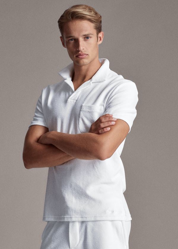 Ralph Lauren Custom Slim Fit Terry Polo Bílé | 6ZcBvlFL