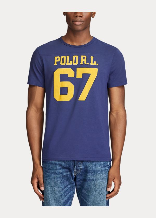 Ralph Lauren Custom Slim Logo T-Shirt Tmavě Blankyt | 258hgJua