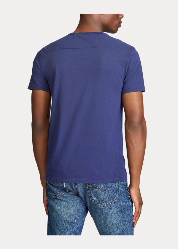 Ralph Lauren Custom Slim Logo T-Shirt Tmavě Blankyt | 258hgJua