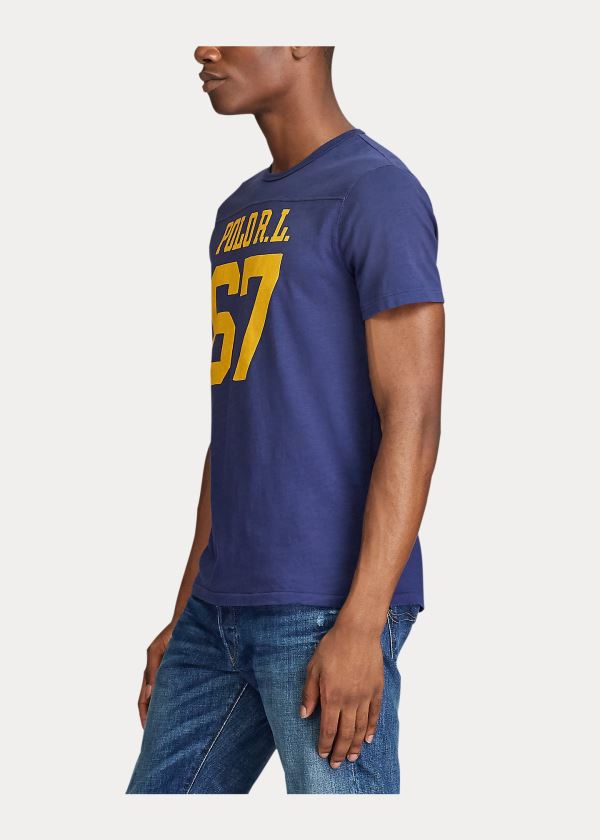Ralph Lauren Custom Slim Logo T-Shirt Tmavě Blankyt | 258hgJua