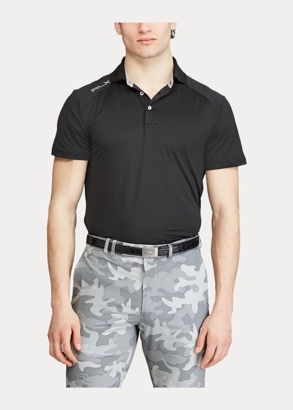 Ralph Lauren Custom Slim Performance Polo Černé | 42HXrMLN