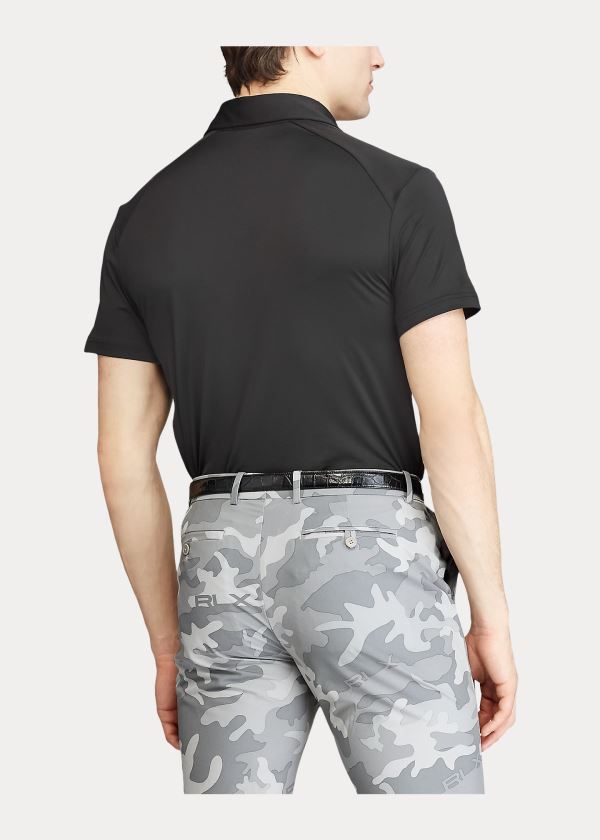 Ralph Lauren Custom Slim Performance Polo Černé | 42HXrMLN