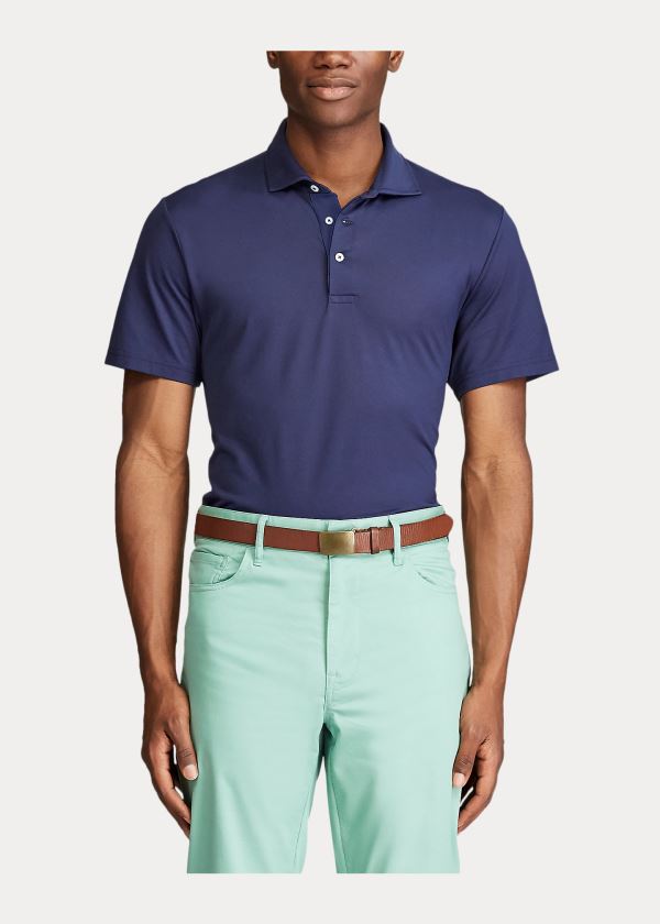 Ralph Lauren Custom Slim Performance Polo Tmavě Blankyt | CgDV4R06