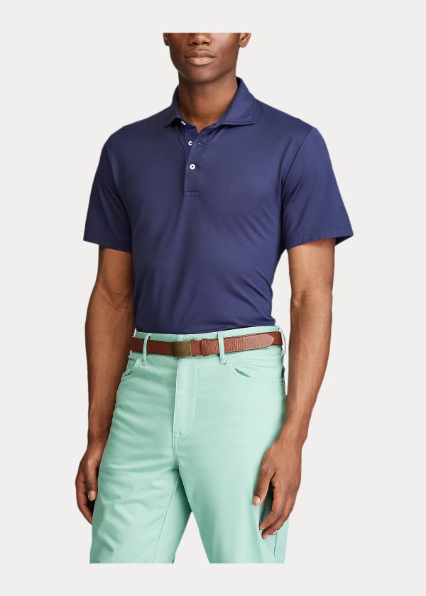 Ralph Lauren Custom Slim Performance Polo Tmavě Blankyt | CgDV4R06