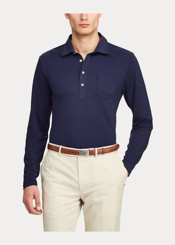 Ralph Lauren Custom Slim Performance Polo Tmavě Blankyt | rbC8JUg6