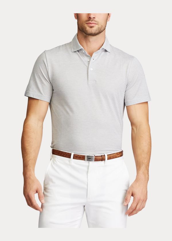Ralph Lauren Custom Slim Performance Polo Světle Šedé Bílé | sPgx9LSS
