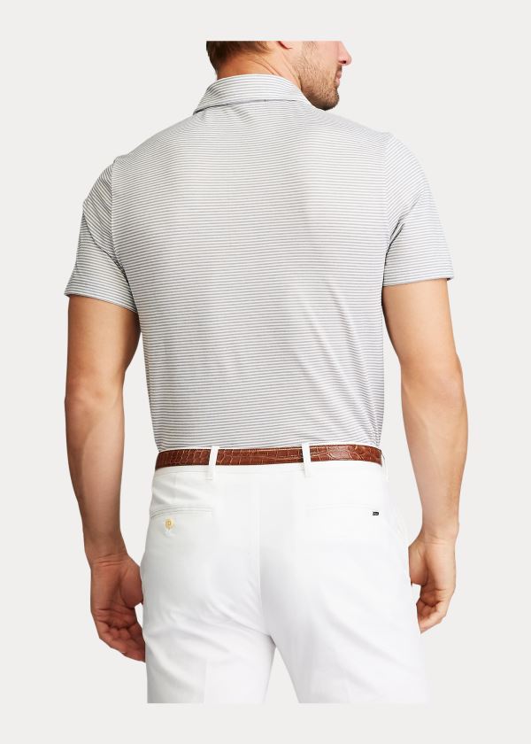 Ralph Lauren Custom Slim Performance Polo Světle Šedé Bílé | sPgx9LSS