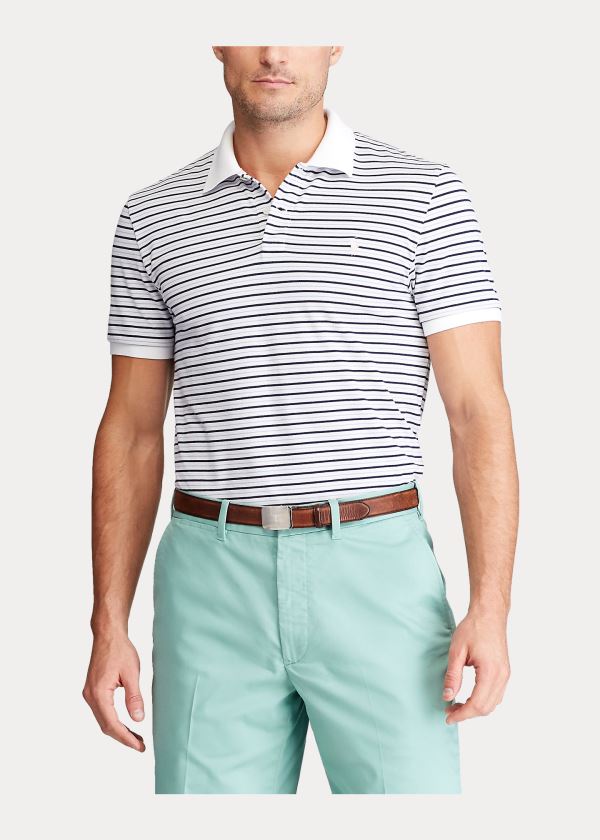 Ralph Lauren Custom Slim Performance Polo Bílé Tmavě Blankyt Blankyt | txhkHIc9