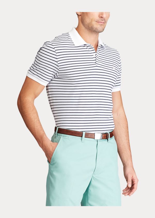 Ralph Lauren Custom Slim Performance Polo Bílé Tmavě Blankyt Blankyt | txhkHIc9
