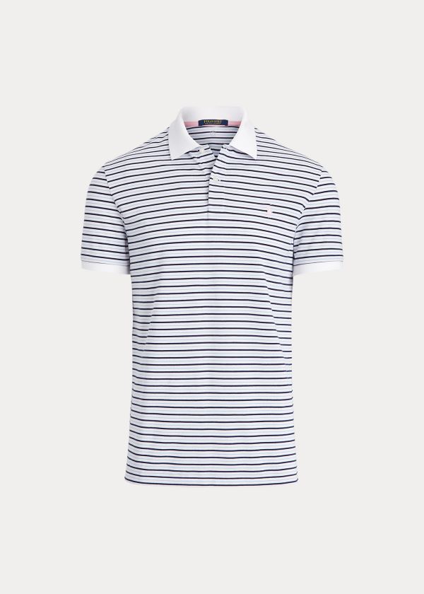 Ralph Lauren Custom Slim Performance Polo Bílé Tmavě Blankyt Blankyt | txhkHIc9