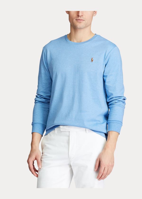 Ralph Lauren Custom Slim Soft Bavlněné Tee Královská Modrá Blankyt | 7XcLdqQs