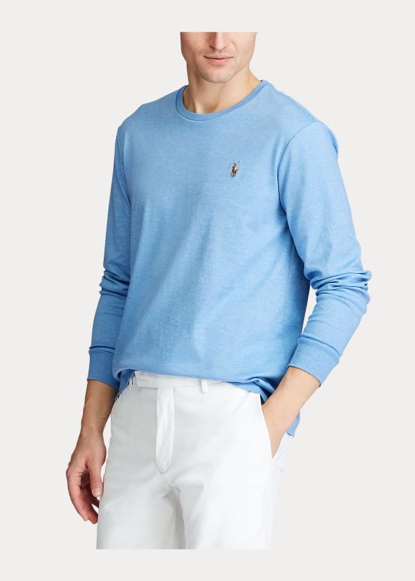 Ralph Lauren Custom Slim Soft Bavlněné Tee Královská Modrá Blankyt | 7XcLdqQs