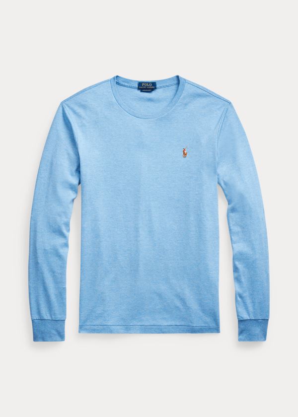 Ralph Lauren Custom Slim Soft Bavlněné Tee Královská Modrá Blankyt | 7XcLdqQs