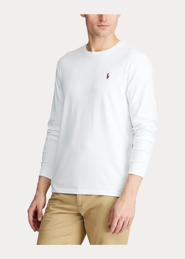 Ralph Lauren Custom Slim Soft Bavlněné Tee Bílé | d20vSYHQ