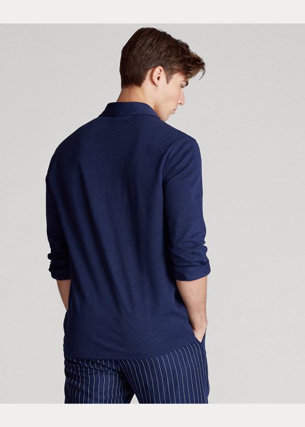 Ralph Lauren Custom Slim Stretch Mesh Polo Tmavě Blankyt | 4UA66yEi