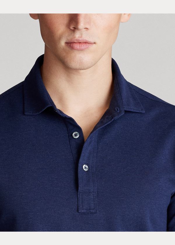 Ralph Lauren Custom Slim Stretch Mesh Polo Tmavě Blankyt | 4UA66yEi