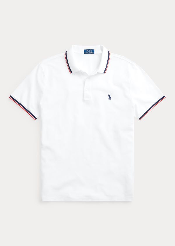 Ralph Lauren Custom Slim Stretch Mesh Polo Bílé | 5Vh5th8a