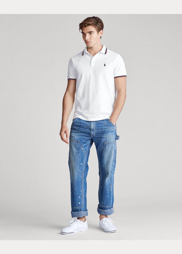 Ralph Lauren Custom Slim Stretch Mesh Polo Bílé | 5Vh5th8a