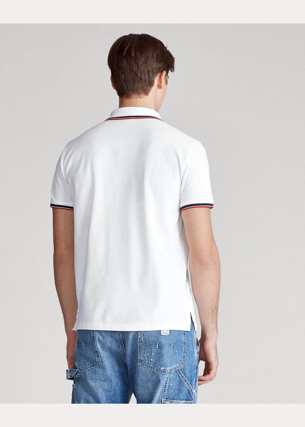 Ralph Lauren Custom Slim Stretch Mesh Polo Bílé | 5Vh5th8a