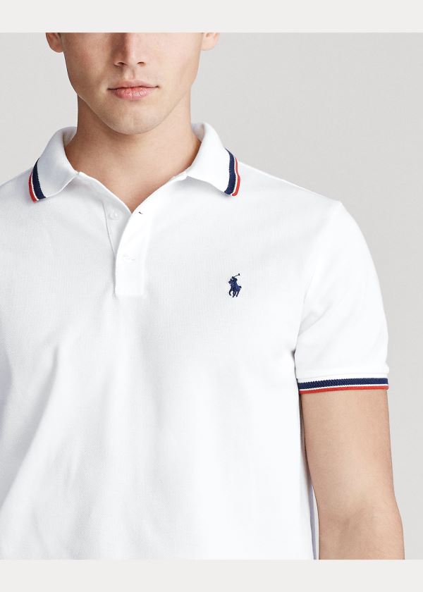 Ralph Lauren Custom Slim Stretch Mesh Polo Bílé | 5Vh5th8a