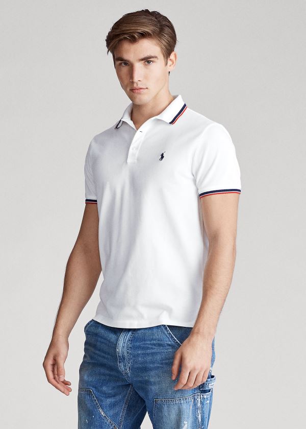 Ralph Lauren Custom Slim Stretch Mesh Polo Bílé | 5Vh5th8a
