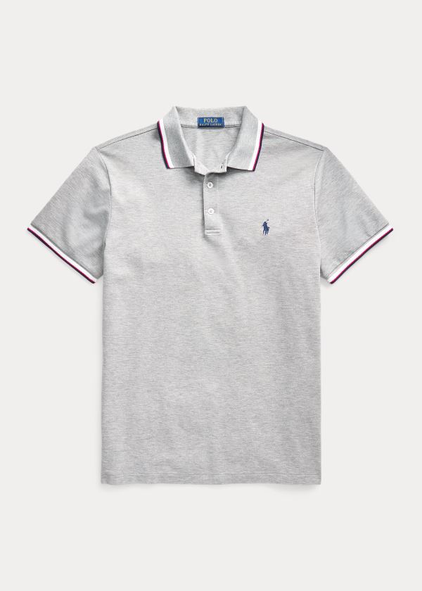Ralph Lauren Custom Slim Stretch Mesh Polo Šedé | MTMLzn1E