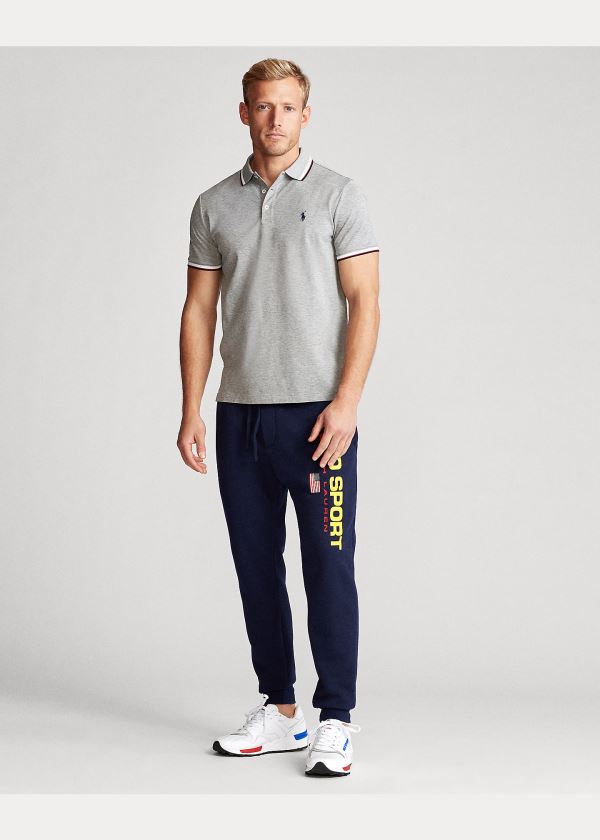 Ralph Lauren Custom Slim Stretch Mesh Polo Šedé | MTMLzn1E