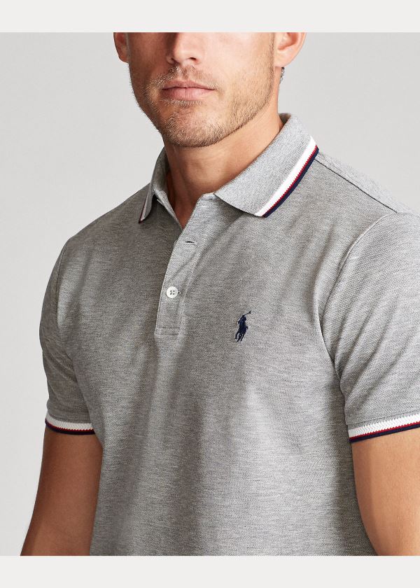 Ralph Lauren Custom Slim Stretch Mesh Polo Šedé | MTMLzn1E