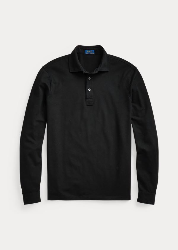 Ralph Lauren Custom Slim Stretch Mesh Polo Černé | S0729y51