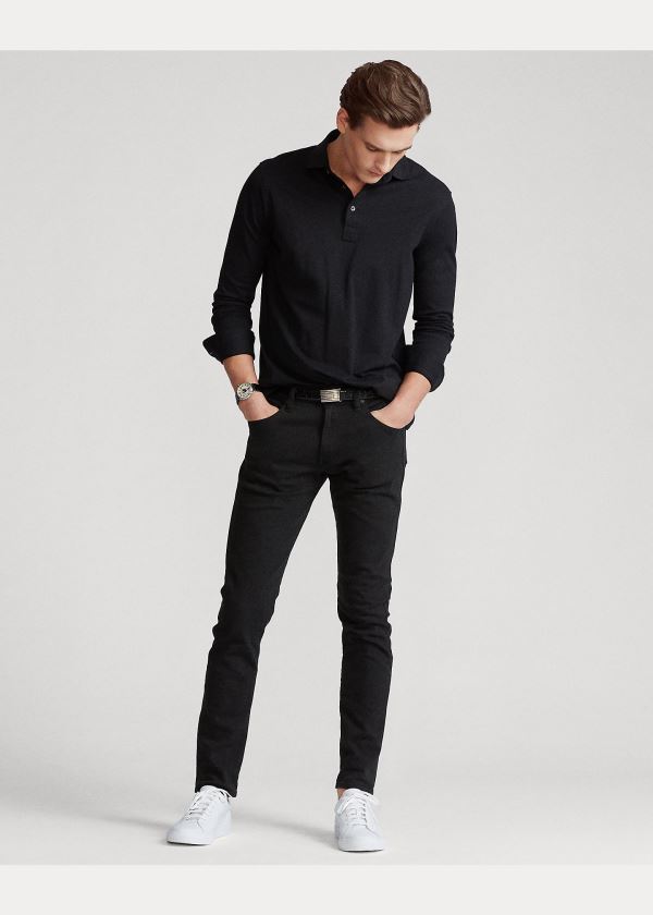 Ralph Lauren Custom Slim Stretch Mesh Polo Černé | S0729y51