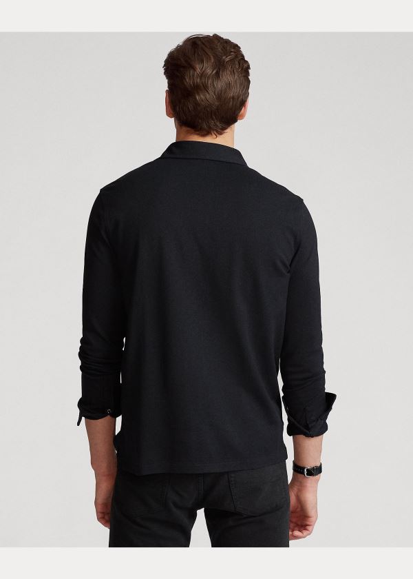 Ralph Lauren Custom Slim Stretch Mesh Polo Černé | S0729y51