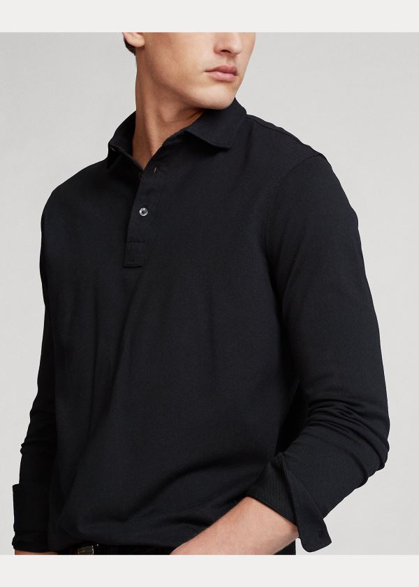 Ralph Lauren Custom Slim Stretch Mesh Polo Černé | S0729y51