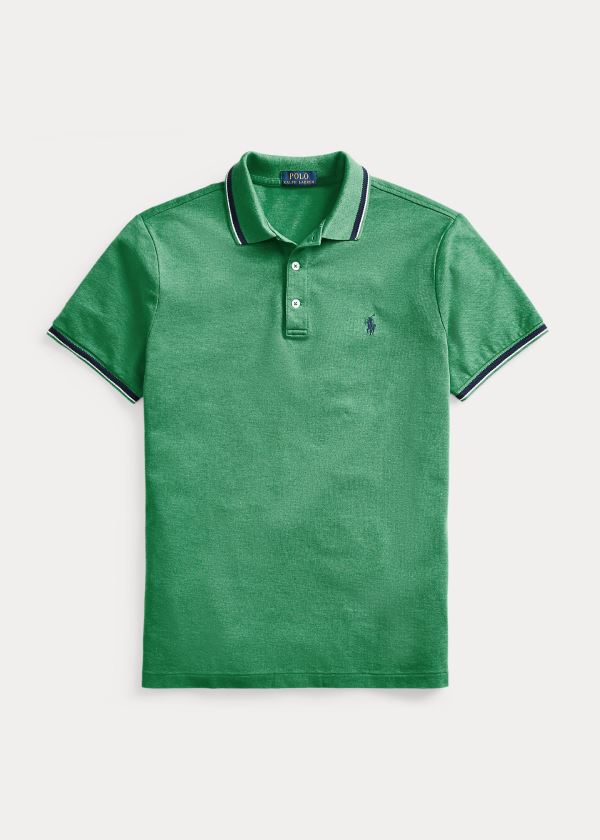 Ralph Lauren Custom Slim Stretch Mesh Polo Zelene | h0yVNv2F