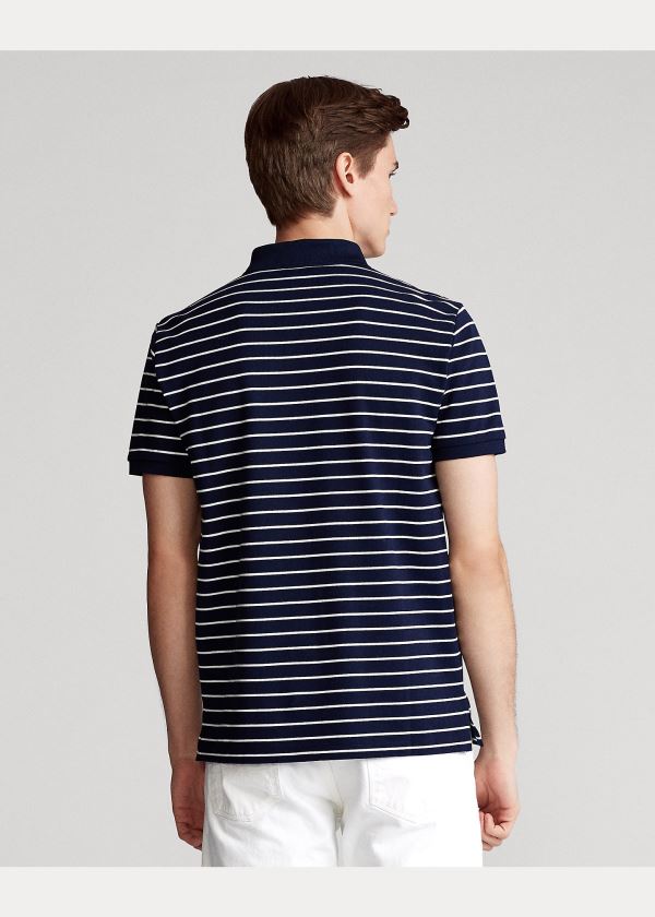 Ralph Lauren Custom Slim Stretch Mesh Polo Tmavě Blankyt Bílé | s9klh3oq