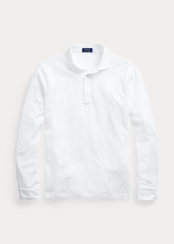Ralph Lauren Custom Slim Stretch Mesh Polo Bílé | sQC1aYGl